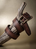 Brown Leather Belt with Vintage Brass Buckle