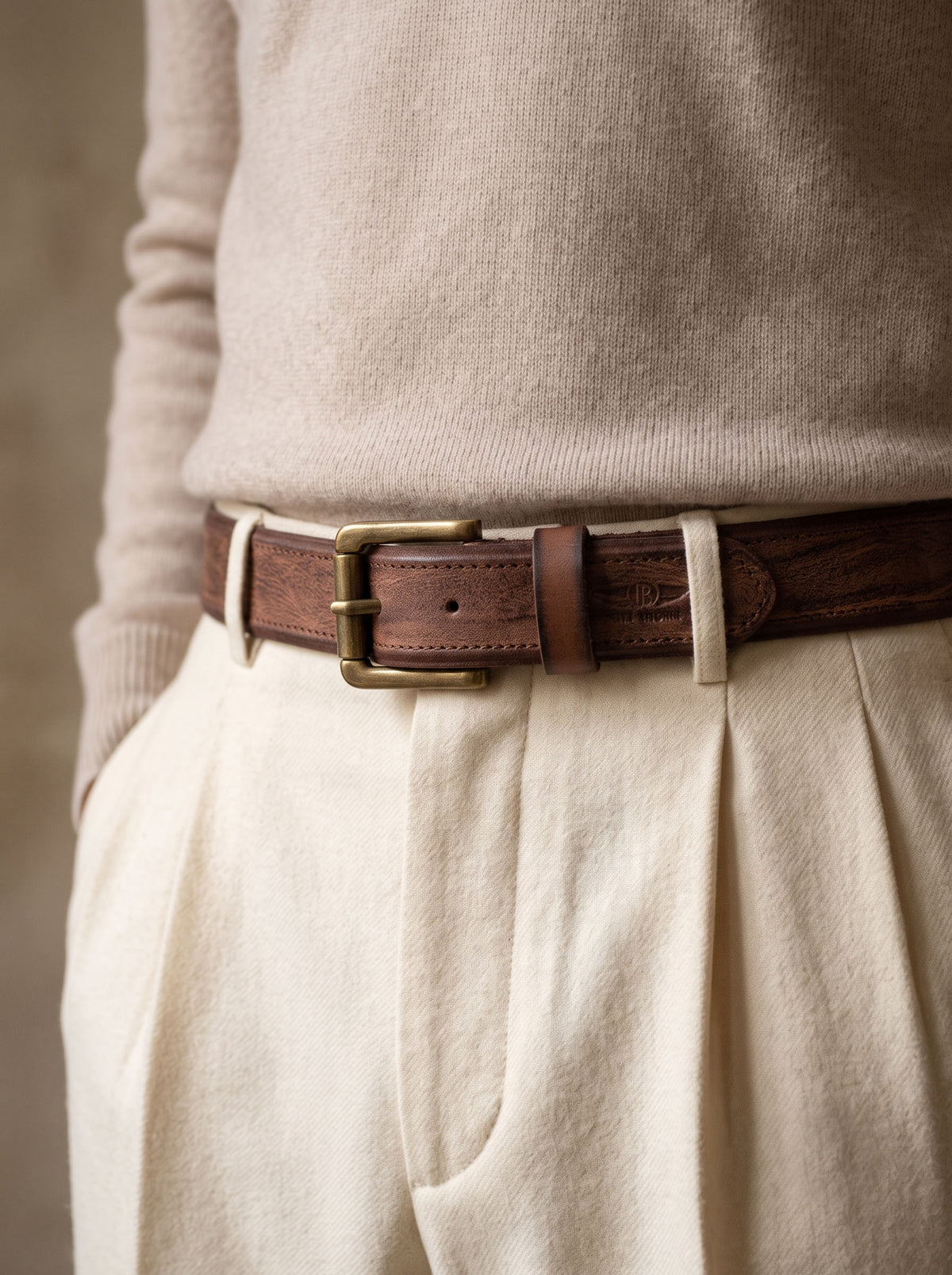 Vintage Distressed Brown Leather Belt