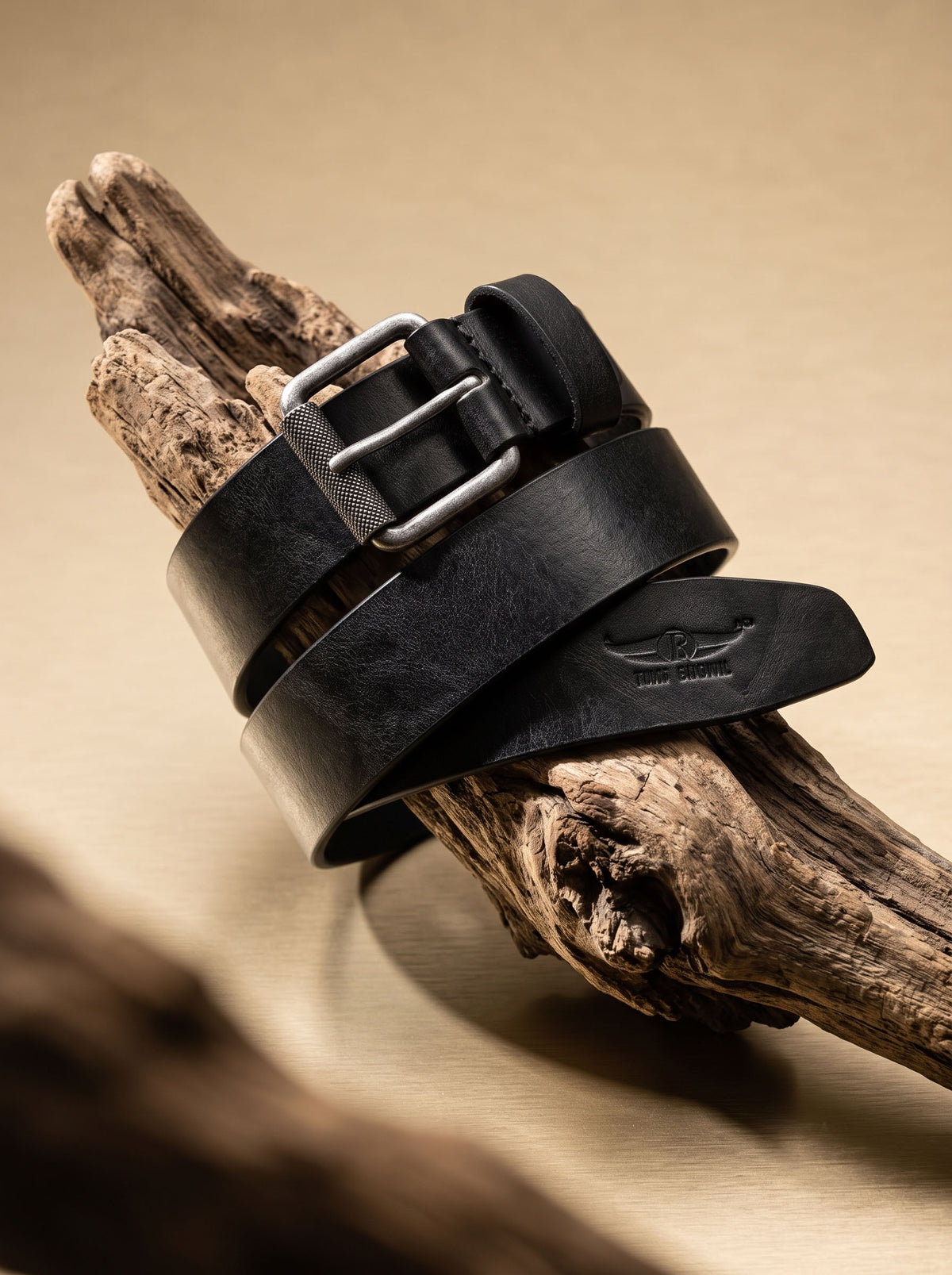Classic Black Leather Belt with Rivet Detail