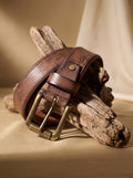 Vintage Distressed Brown Leather Belt