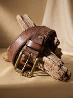 Vintage Distressed Brown Leather Belt