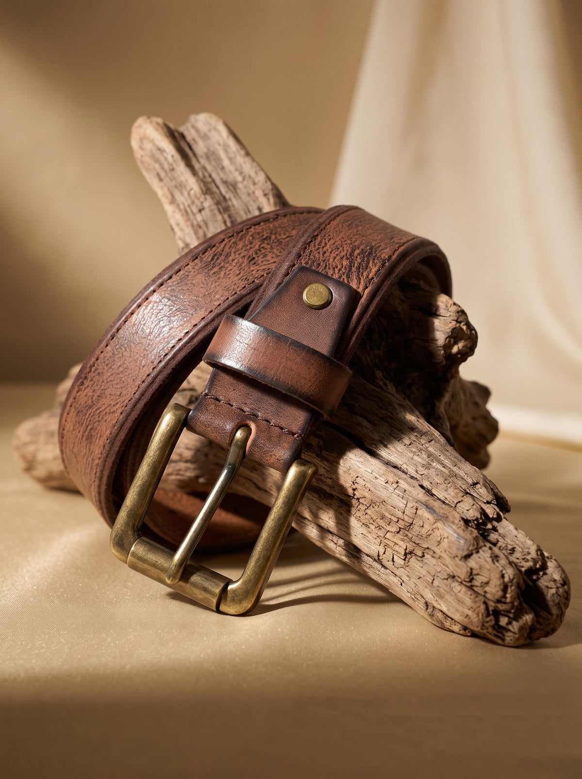 Vintage Distressed Brown Leather Belt
