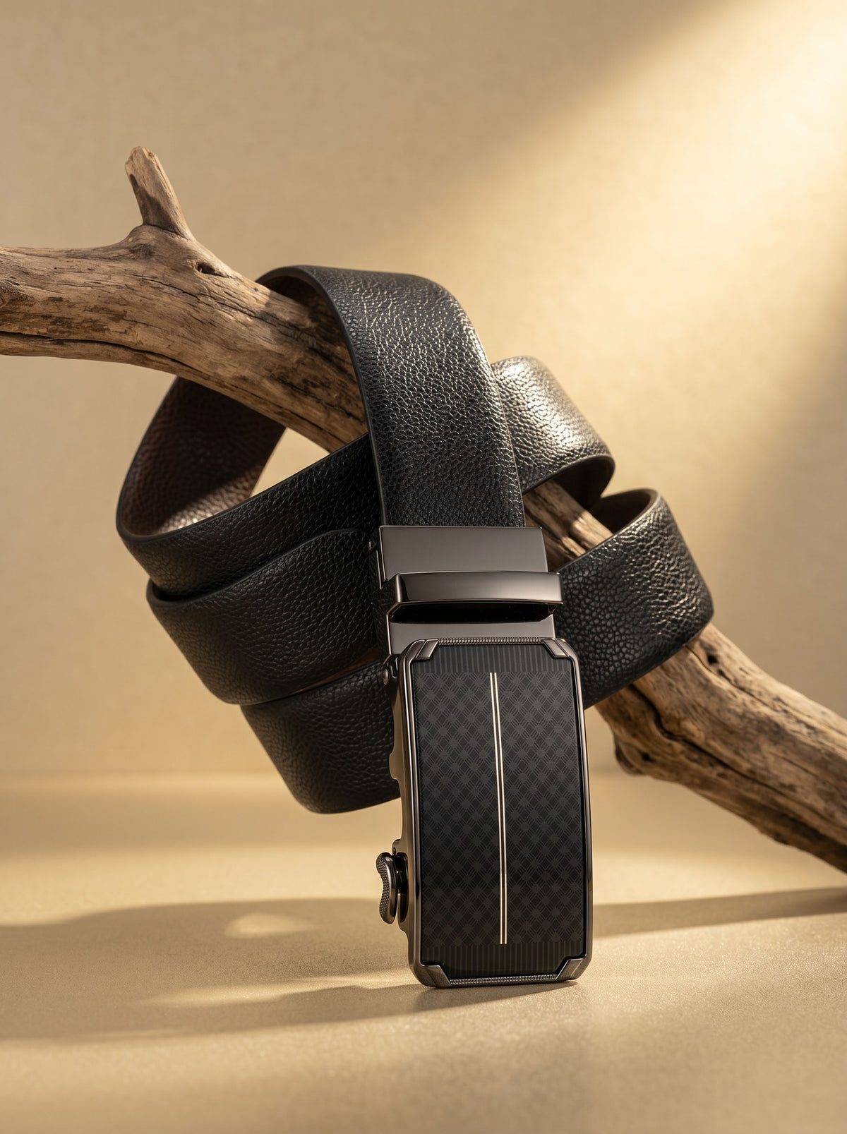 Premium Black Leather Belt With Black Buckle