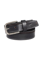 Classic Black Leather Belt with Contrast Stitching