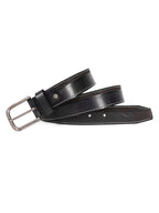 Classic Black Leather Belt with Contrast Stitching