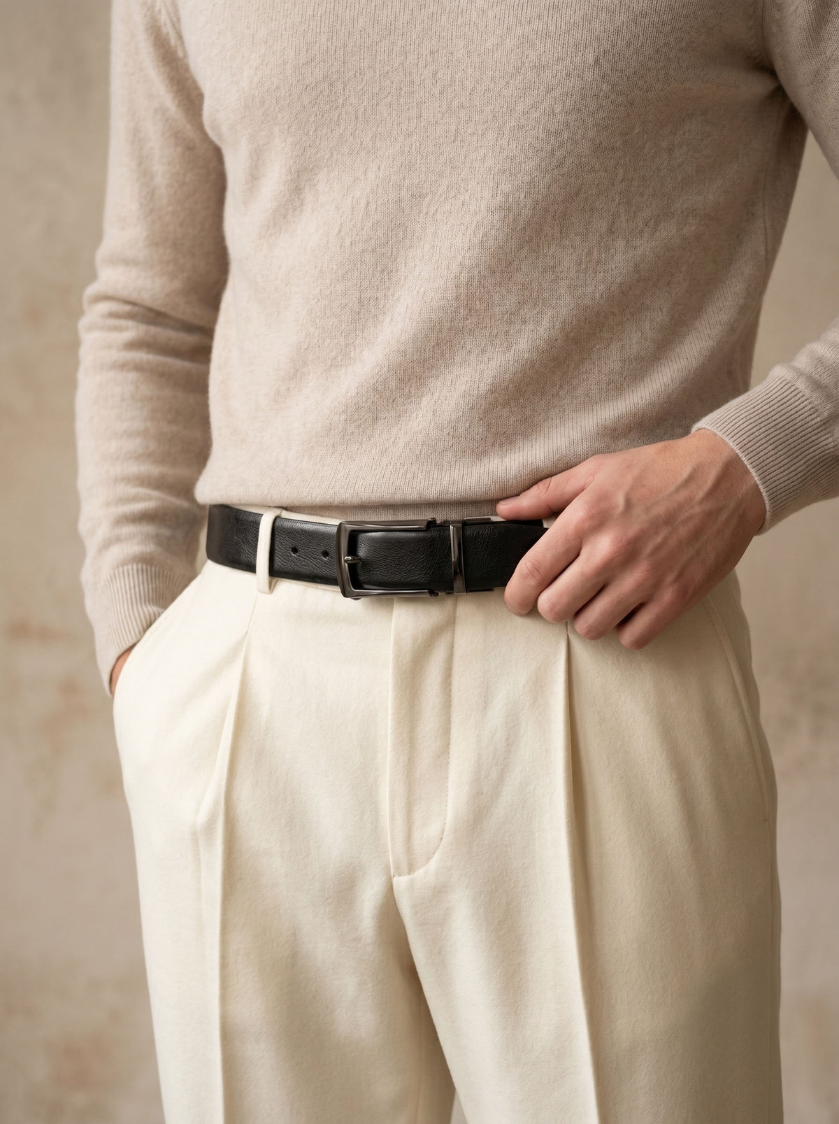Premium Men's Black Leather Belt