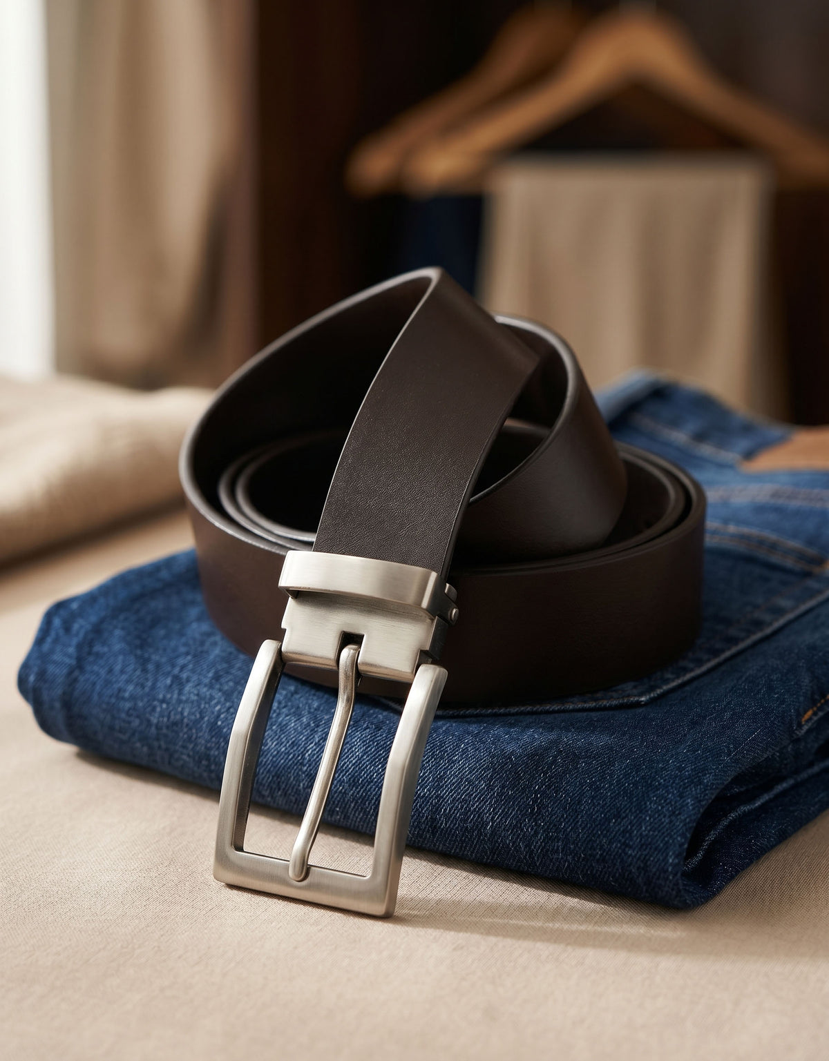 Classic Dark Brown Leather Belt