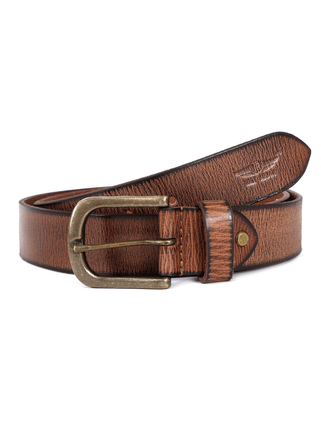 Classic Textured Brown Leather Belt