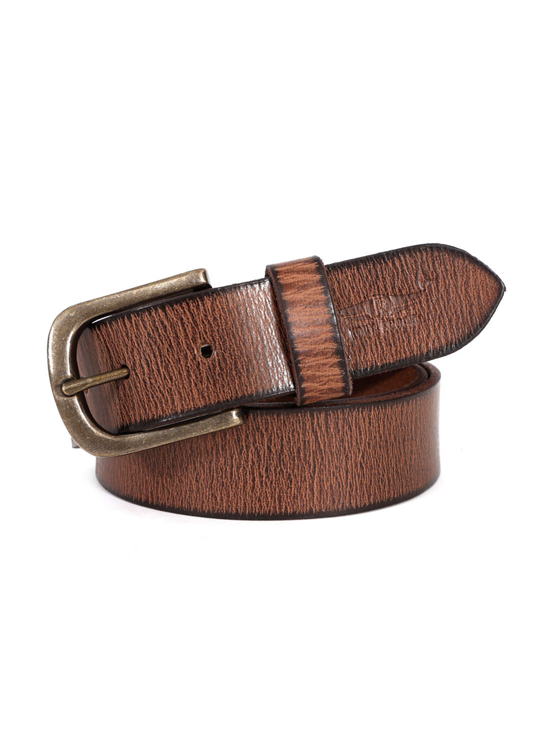 Classic Textured Brown Leather Belt
