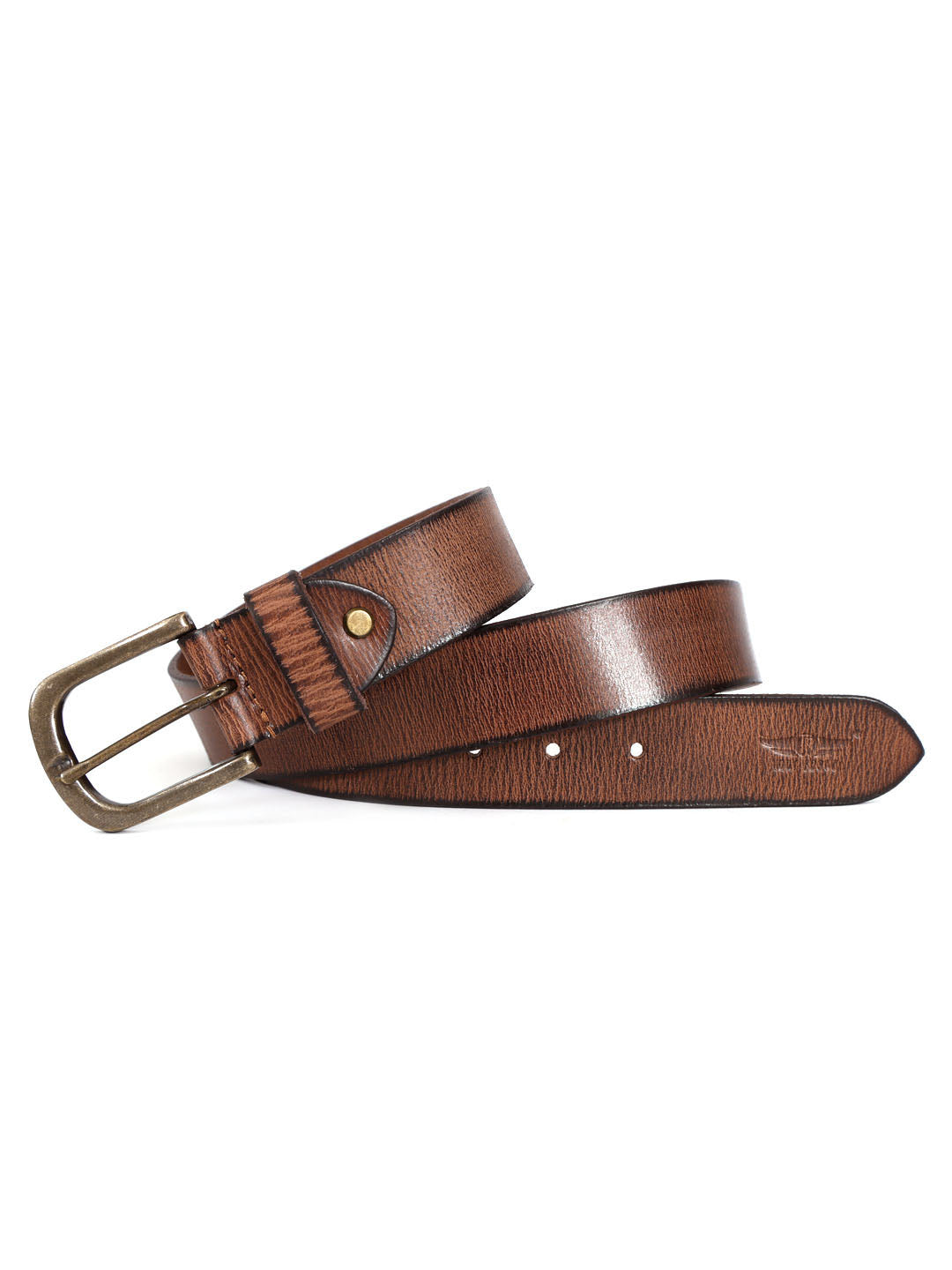 Classic Textured Brown Leather Belt