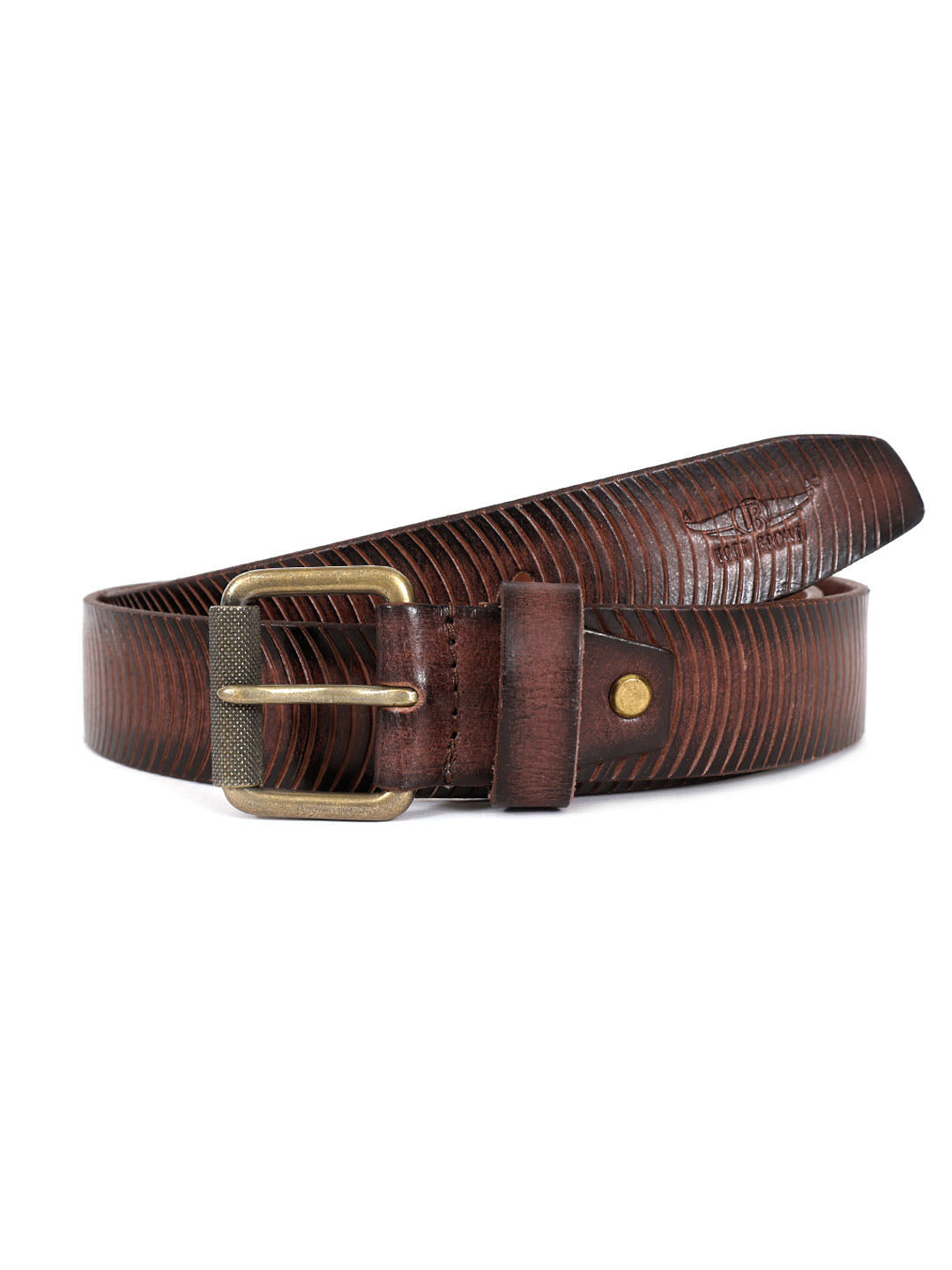 Brown Leather Belt with Vintage Brass Buckle