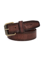 Brown Leather Belt with Vintage Brass Buckle