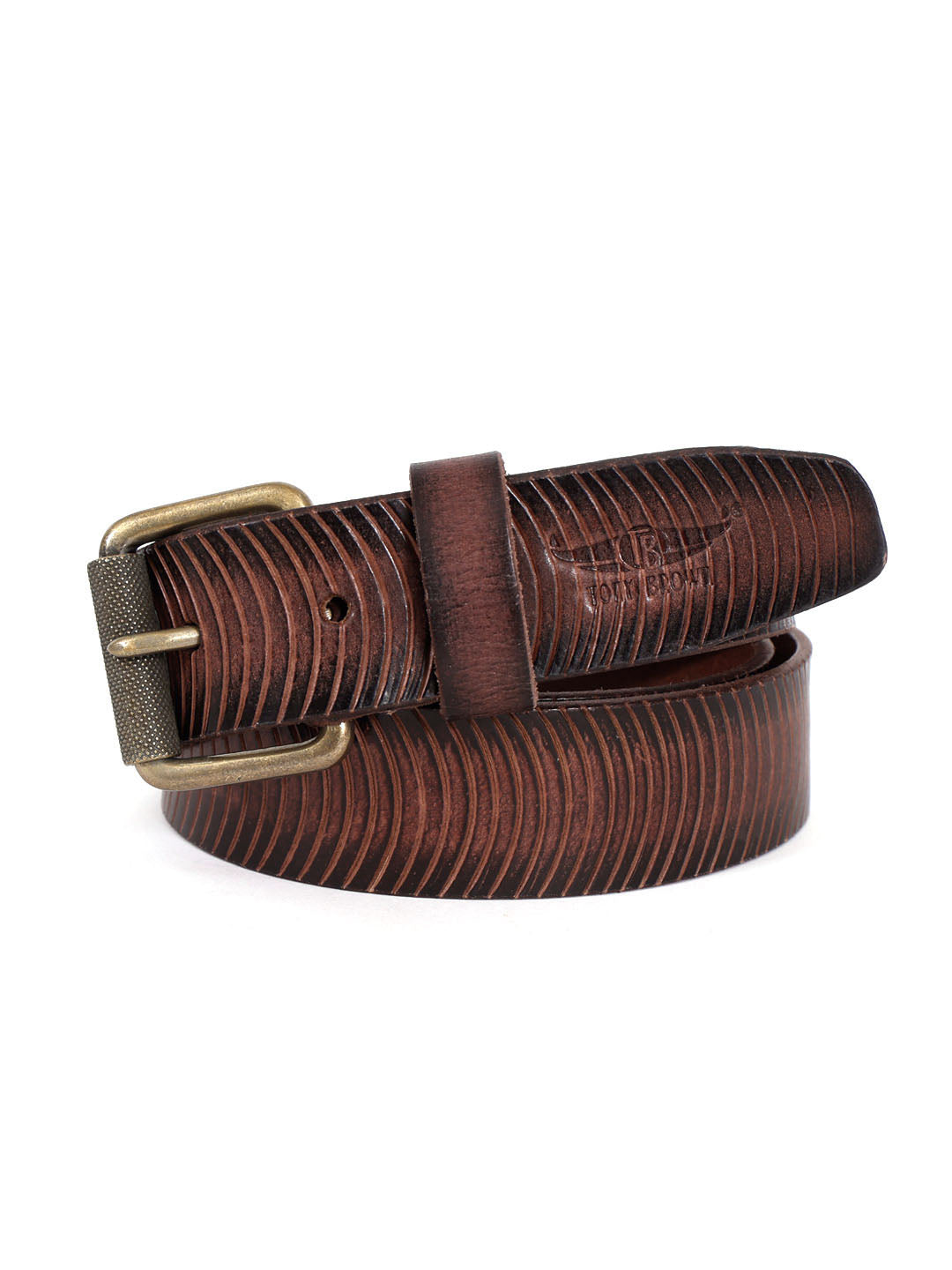 Brown Leather Belt with Vintage Brass Buckle
