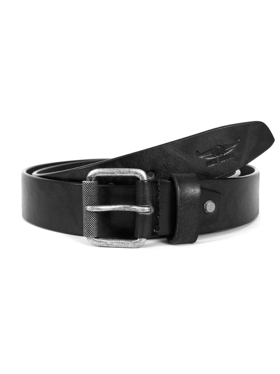 Classic Black Leather Belt with Rivet Detail