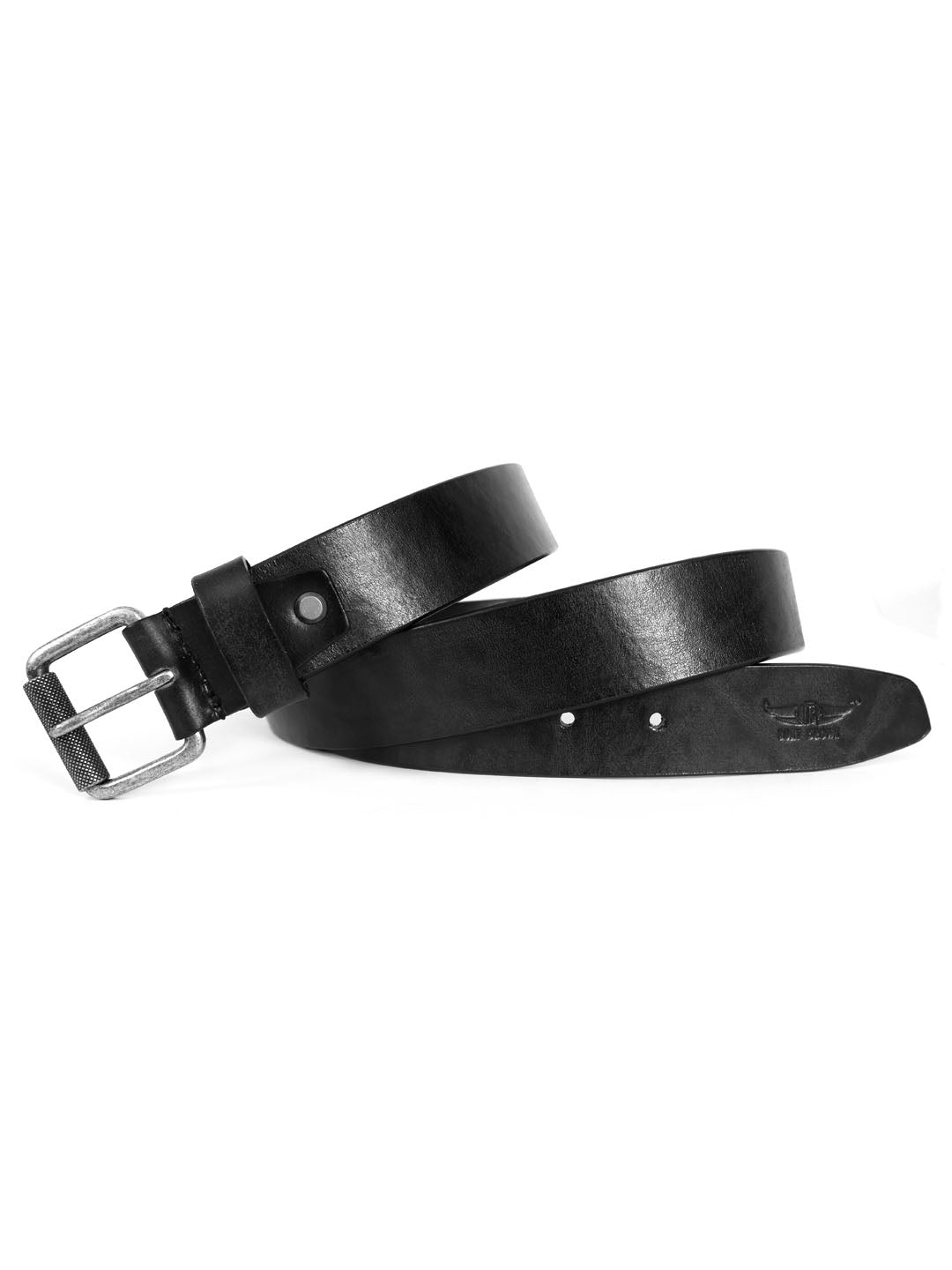 Classic Black Leather Belt with Rivet Detail