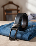 Premium Men's Black Leather Belt