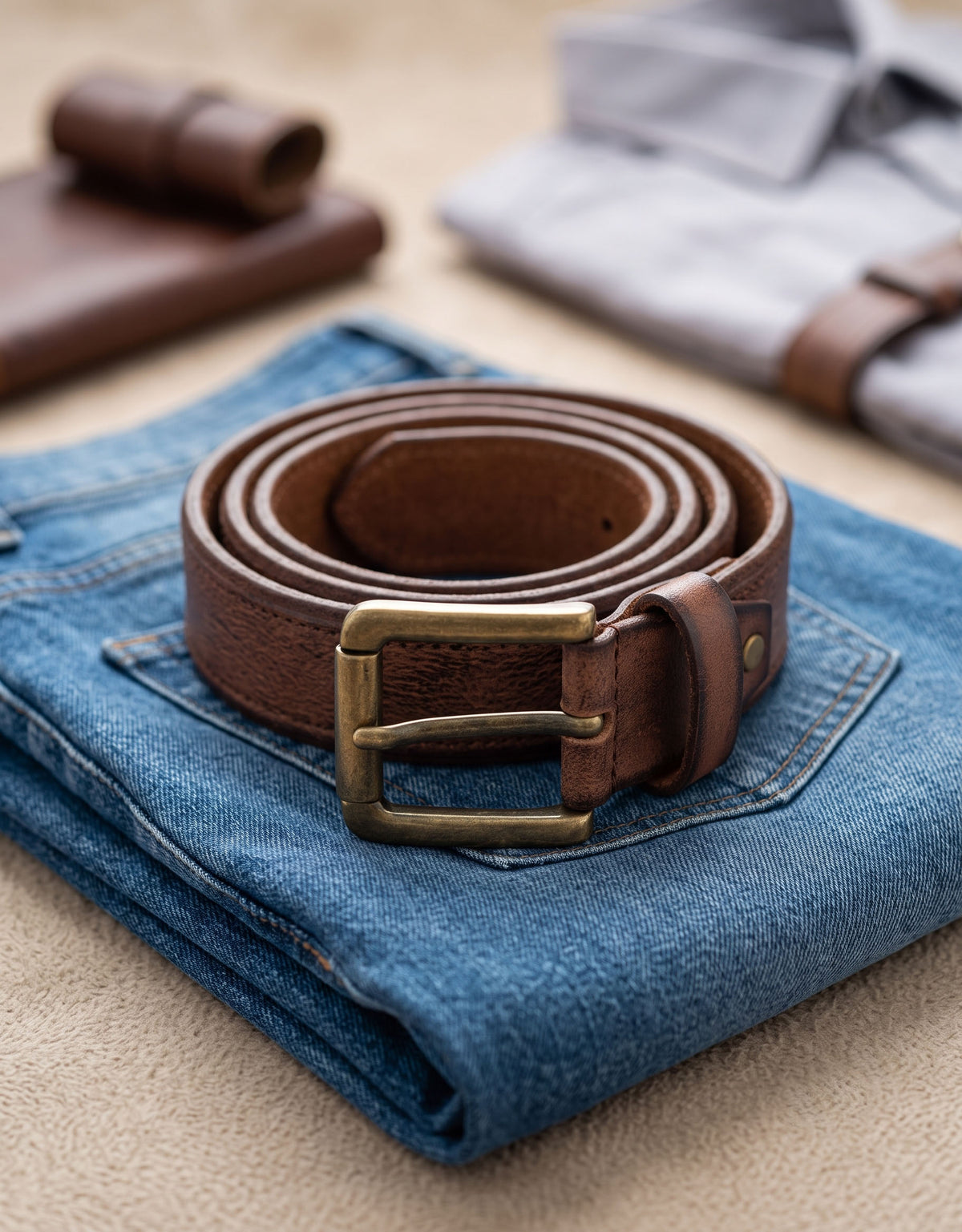 Vintage Distressed Brown Leather Belt