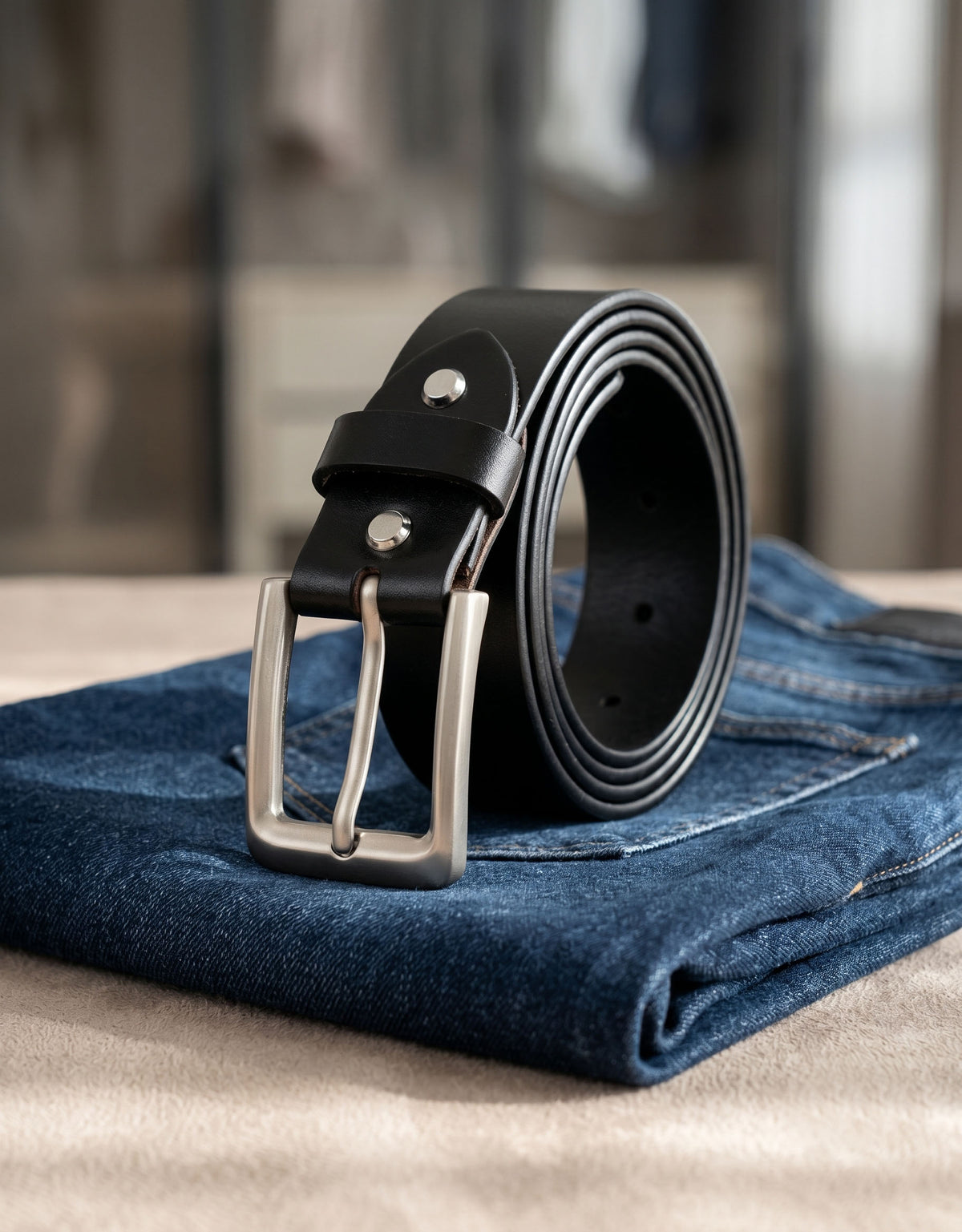 Classic Black Leather Belt